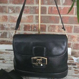 GUCCI Leather Vintage Shoulder Bag BLACK
